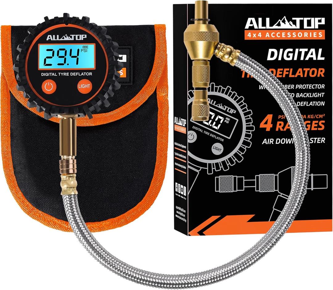 ALL-TOP 4x4 Digital Tire Deflator kit, Professional Tire Pressure Gauge, Air Down Master, Rapid Tire Deflator (250 PSI)