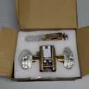 Calzibeno Glass Crystal Door Knobs Interior, Antique Brass Crystal Door Knobs with Lock for Privacy Use, Vintage Crystal Glass Doorknob for Interior Bedroom Bathroom Doors (1 Pack)