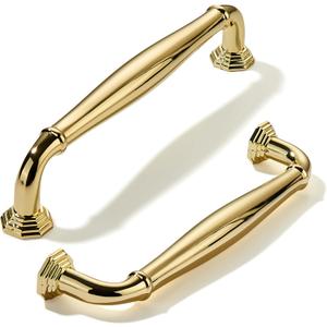 Khtumeware 10 Pack 5 Inch(128mm) Polished Brass Cabinet Pulls Unlacquered Gold Cabinet Handle Heavy Duty Solid Cabinet Hardware for Cupboard Drawer Pulls Dresser Handle