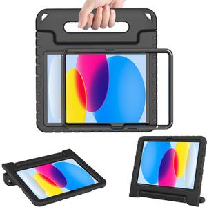 AVAWO Kids Case for New iPad (A16) 11th Generation 11 Inch 2025, iPad 10th Generation 10.9" 2022 with Built-in Screen Protector Durable Shockproof Lightweight Handle Cover for i Pad 10/11 Gen, Black