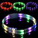 Lighted Dog Collar, Rechargeable Light Up Pet Collar, Waterproof LED Dog Collar Glow in The Dark, Make Pet Visible and Safety for Night Walking for Small Medium Large Dogs (Rainbow)