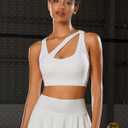 RUNNING GIRL Sports Bras for Women High Support,Seamless Ribbed Longline High Neck Sports Bra Racerback Padded Crop Top Yoga (White, L)