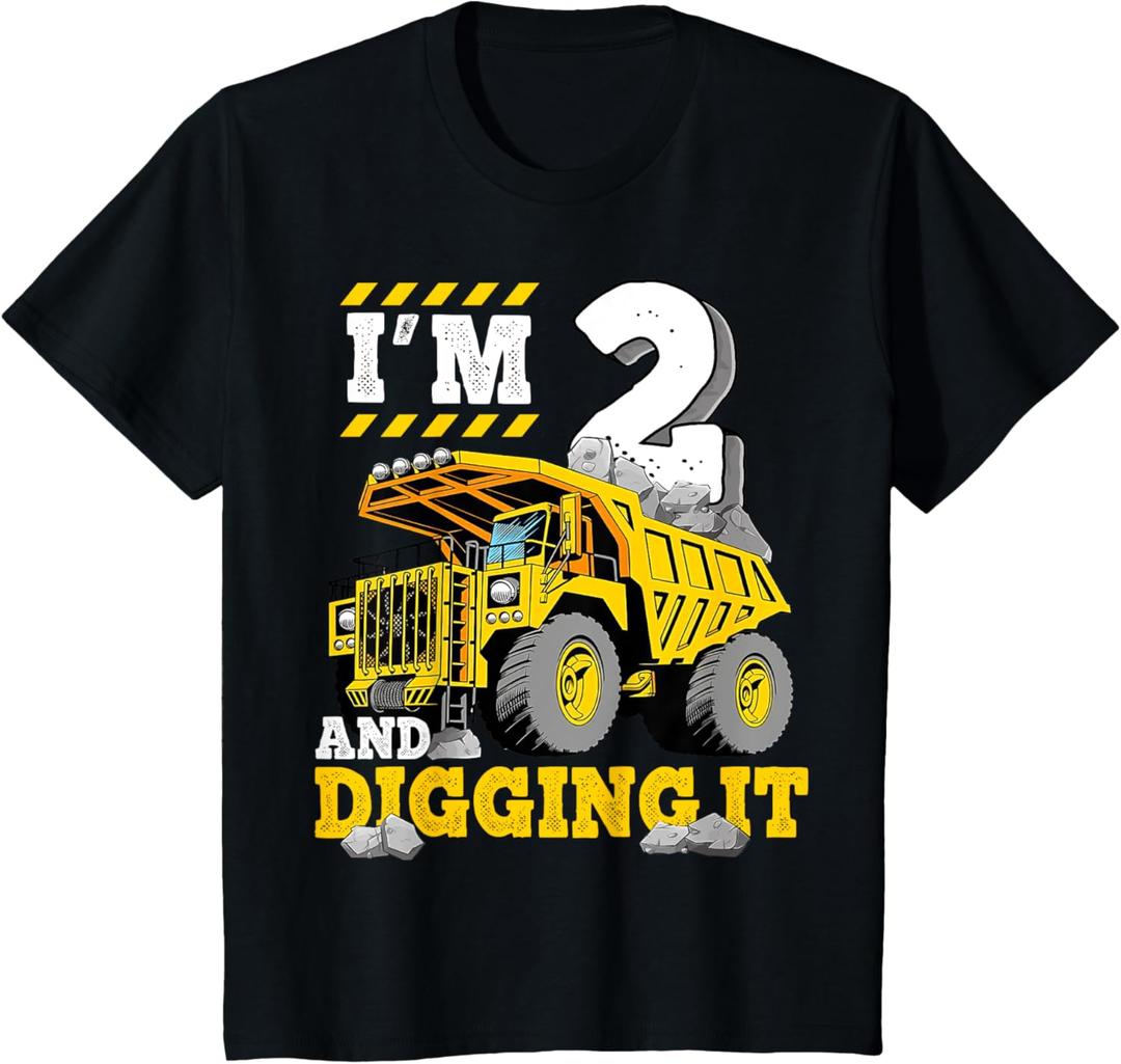 Two 2th Birthday Cool Construction Truck Boy 2 Years Old T-Shirt, Size: 2T