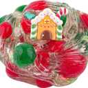 4 x Gingerbread House Green & Red Pom-Poms Clear Slime, Good Stretchy Premade Slime, Slime Party Favors for Kids, Sensory Toys Girls Gifts & Boys Gifts Birthday Easter Hallowmas Christmas Slime