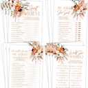 Fun Bridal Shower Games  Boho Floral Terracotta Orange Wedding Activities Set, 25 Double-Sided Cards, Includes Guest Quest, He Said She Said, Would She Rather?, and How Well Do You Know The Couple?