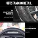 KAFEEK Steering Wheel Cover Great Grip with 3D Honeycomb Hole, Universal 15 Inch, Anti-Slip Sporty Steering Wheel Protector, Carbon Fiber Design, Black