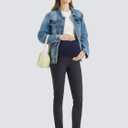 AFITNE Women's Maternity Jeans Over The Belly Stretchy Pull On High Waist Skinny Pregnancy Denim Pants with Pockets 28/30 (S)