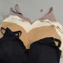 DEANGELMON V Neck Bra Padded Seamless Adjustable Straps Bralettes Everyday Basic Sleeping Bras Multiple Pack (Large, Black,apricot,purple,nude)