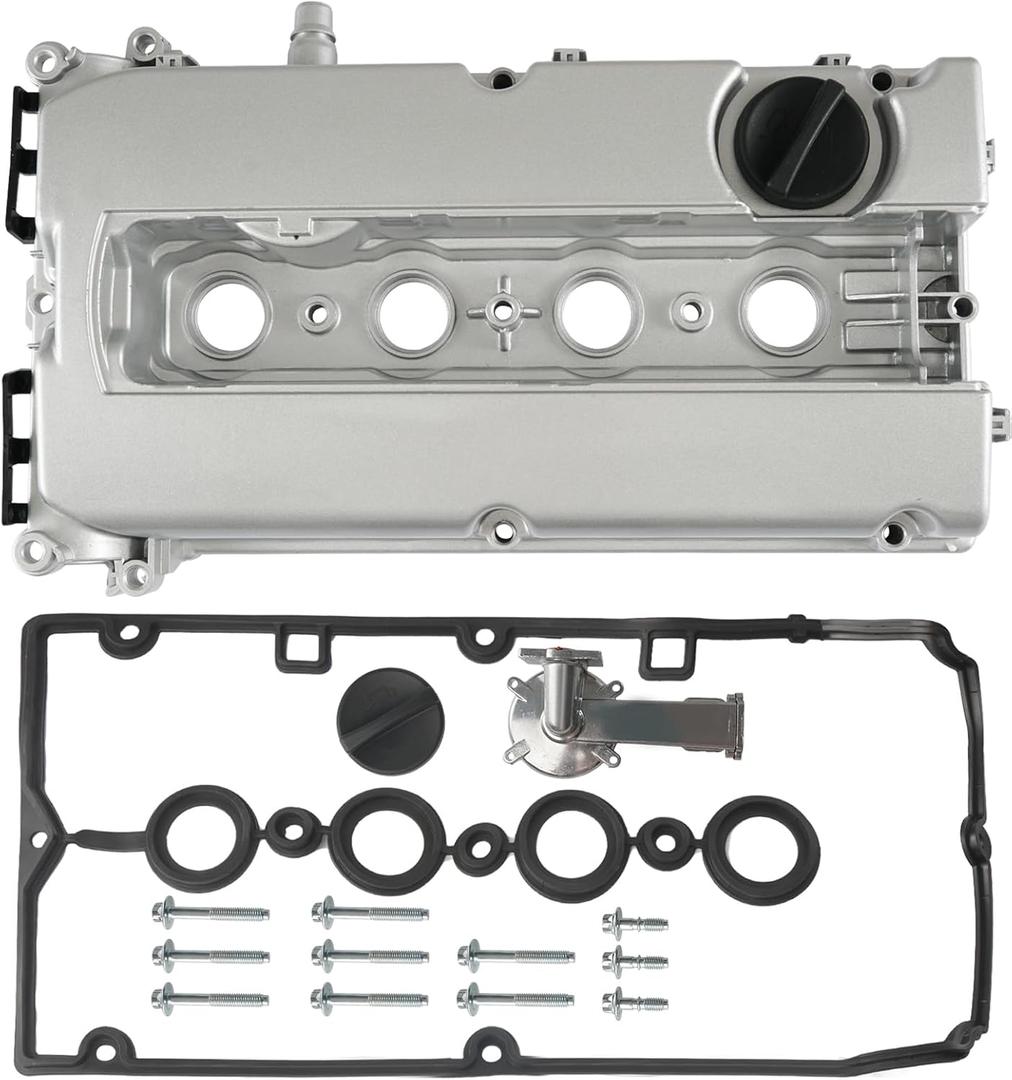 Aluminum Engine Valve Cover Kit with Gasket, Bolts, Oil Filler Cap Compatible with 2011-2016 Chevy Cruze, 2012-2018 Sonic, 2013-2020 Trax, 2009-2011 Aveo Aveo5 1.6L 1.8L Replace# 55558673 55564395