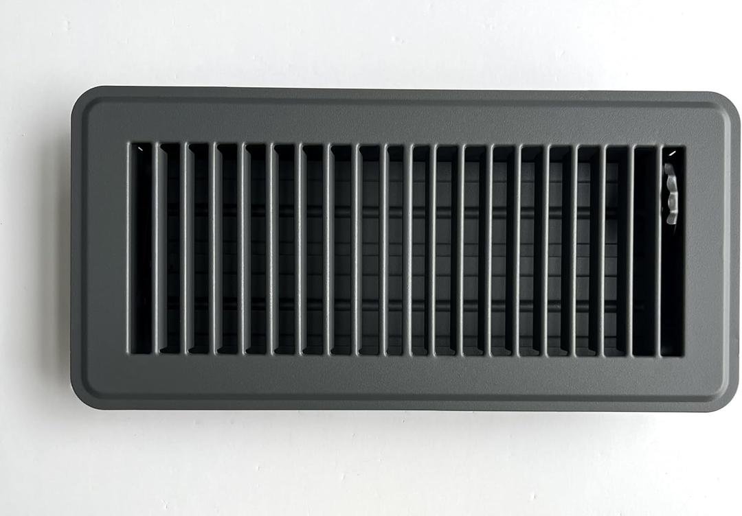 Heavy Duty Steel Floor Vent with Beautiful Gray Matte Finish, Fits in 4 x 10 Duct Opening, Overall Dimension is 5.75 in Wide x 11.75 in Long