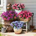 2 x Hommyea Artificial Fake Flowers for Outdoor, 8 Bundles Faux Plants Silk Flowers Spring Decoration UV Resistant No Fade Plastic Flowers for Outside Planters Home Porch Patio Yard Garden Decor