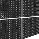 Peg Board,Steel Organization Panels, Ideal for Garage Tool Storage, Office Organization, Craft Room, Kitchen,Pack of 4 (Black, 4-12X12)