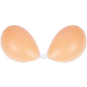 Niidor Adhesive Strapless Bra for Women Sticky Invisible Push up Silicone Bra for Backless Dress 2025 Upgraded Clasp Bras (Creme)