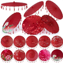Sadnyy 10 Pcs 33" Chinese Oiled Paper Umbrella Bulk with Tassels Japanese Art Asian Style Silk Parasol for Wedding Parties, Bridal Showers, Photography Costume Cosplay Decoration (Red)