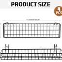 Blulu 4 Pcs 15.75 x 3.94 x 1.97 Inch Metal Grid Wall Baskets with Hooks Grid Wall Shelves Hanging Wire Basket Multi Function Storage Organizer for Kitchen Organizing Display (Black)