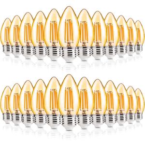 24 Pack Chandelier Light Bulbs 40W Equivalent, 330LM E26 Edison Bulb, Dimmable LED Light Bulb, 2200K Warm White, B11 Type, 4W, Ideal for Living Room, Bedroom, Dining Room