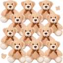 Zhanmai 12 Pcs 14 Inch Valentine's Day Bear Stuffed Animal Bulk Gifts Bulk Soft Plush Stuffed Bear for Bridal Anniversary Centerpiece Baby Shower Party Favor (Light Brown)