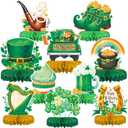 St Patrick's Day Decorations Set - St Patricks Day Honeycomb Centerpieces & Shamrock Beer Table Toppers, for Irish Classroom & St. Patrick's Day Party Supplies