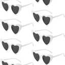 8 Pack Heart Sunglasses Vintage Cat Eye Heart Glasses Retro Bachelorette Bride Sunglasses Bulk for Women (White)