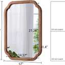 Farmhouse Small Bathroom Mirrors for Wall Decor 17 X 24 Inch, Wood Frame Arched Corner Rectangle Rustic Decorative Wall Mirror for Living Room Entryway, Horizontal or Vertical Hanging
