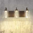 Zeyu 3-Light 15W LED Vanity Light with Crystal Bubble, 20.5 Inch Bathroom Vanity Light Fixtures with 5 Colors Modes, Oil Rubbed Bronze Finish with Clear Glass