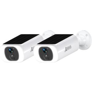 ANRAN 2K Solar Security Camera Wireless Outdoor, Forever Power with Built-in Solar Panel, WiFi Home Security Cameras, 2-Way Audio, PIR Detection, Color Night Vision, Works with Alexa, C3 2-Cam Pack