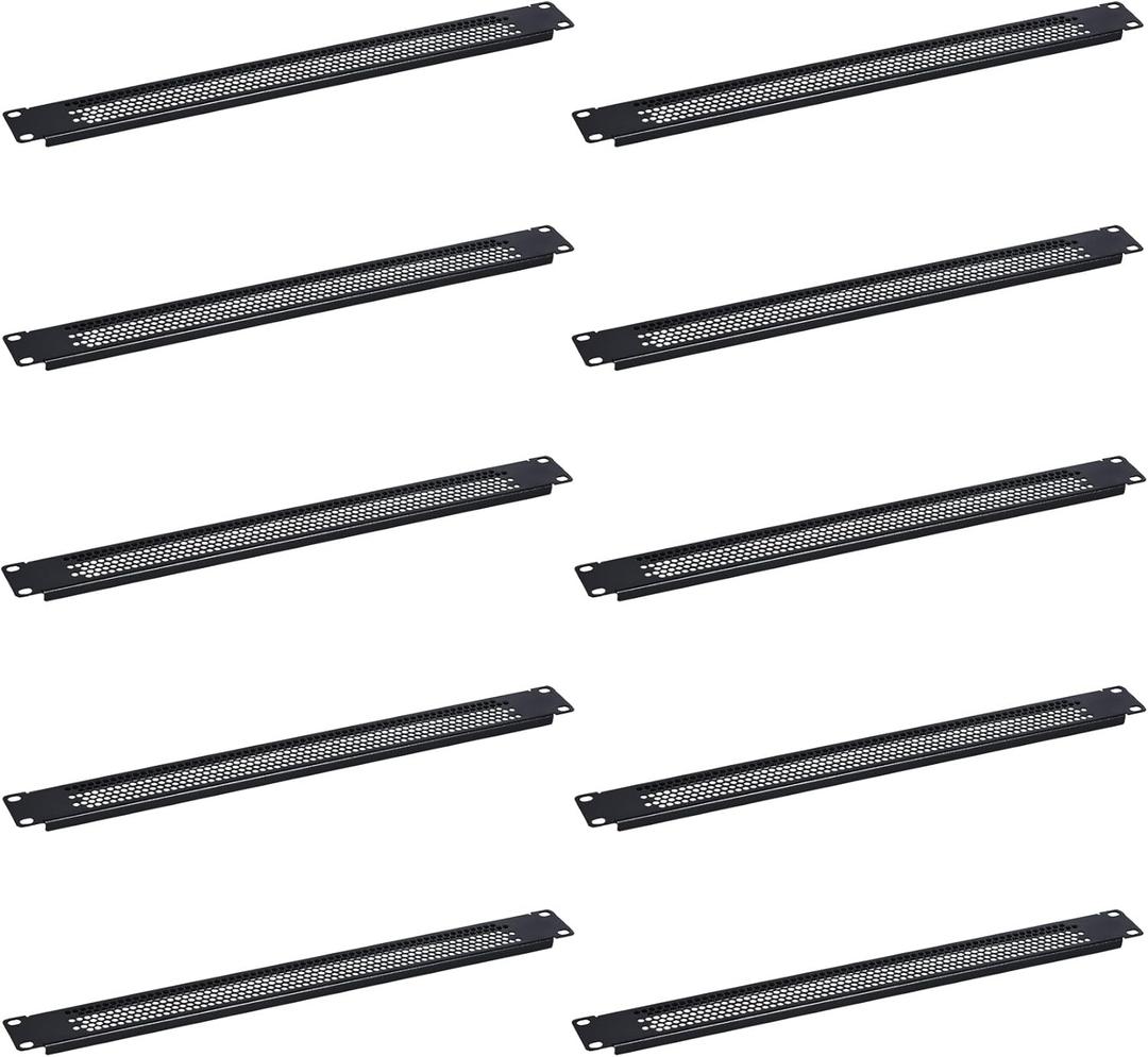RackPath 1U Blank Rack Mount Panel Spacers with Ventilation (Pack of 10) for 19" Server Rack Enclosure or Network Cabinet