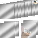 12Pack Acrylic Flexible Mirror Sheets,12x12 Inch SelfAdhesive Mirror Tiles,Square Cuttable Wall Stickers Non Glass Safety Reflective for Home Wall DIY Decor