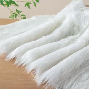 Faux Fur Fluffy Crafts Fabric 23.6x59 inch White, Long Pile Shaggy Fur Fabric for Costume, Halloween Decoration, Home Sewing, Craft Arts Supply, Upholstery, Christmas Plush Furry Material
