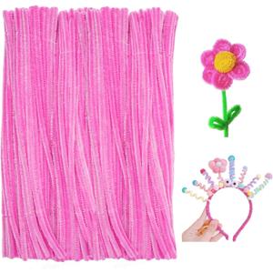 Pipe Cleaners - 200pcs Pink Pipe Cleaner Pastel Colors for Crafts 0.23"X12" Plush and Pliable Bouquet Chenilles Stems for Valentine's Day Flowers DIY Arts Craft Decorations, Pink