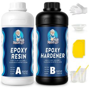 UncleResin 64oz Epoxy Resin Kit - 1:1 Crystal Clear Epoxy Resin Low Viscosity Casting for River Table, Wood, Flower Preservation, Art Crafts