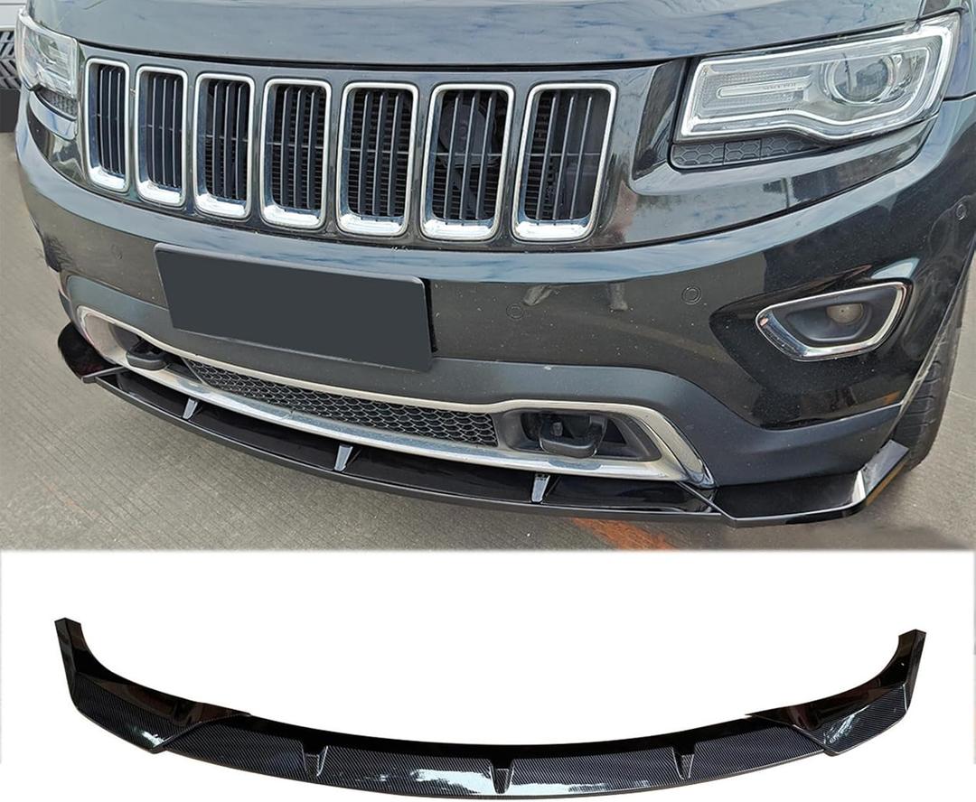 3 Pcs Front Bumpe Lip for Jeep Grand Cherokee Base Model 2014-2021 Front Splitter with Altitude/Laredo/Limited/Overland/Traihawk (Carbon Fiber Paint)