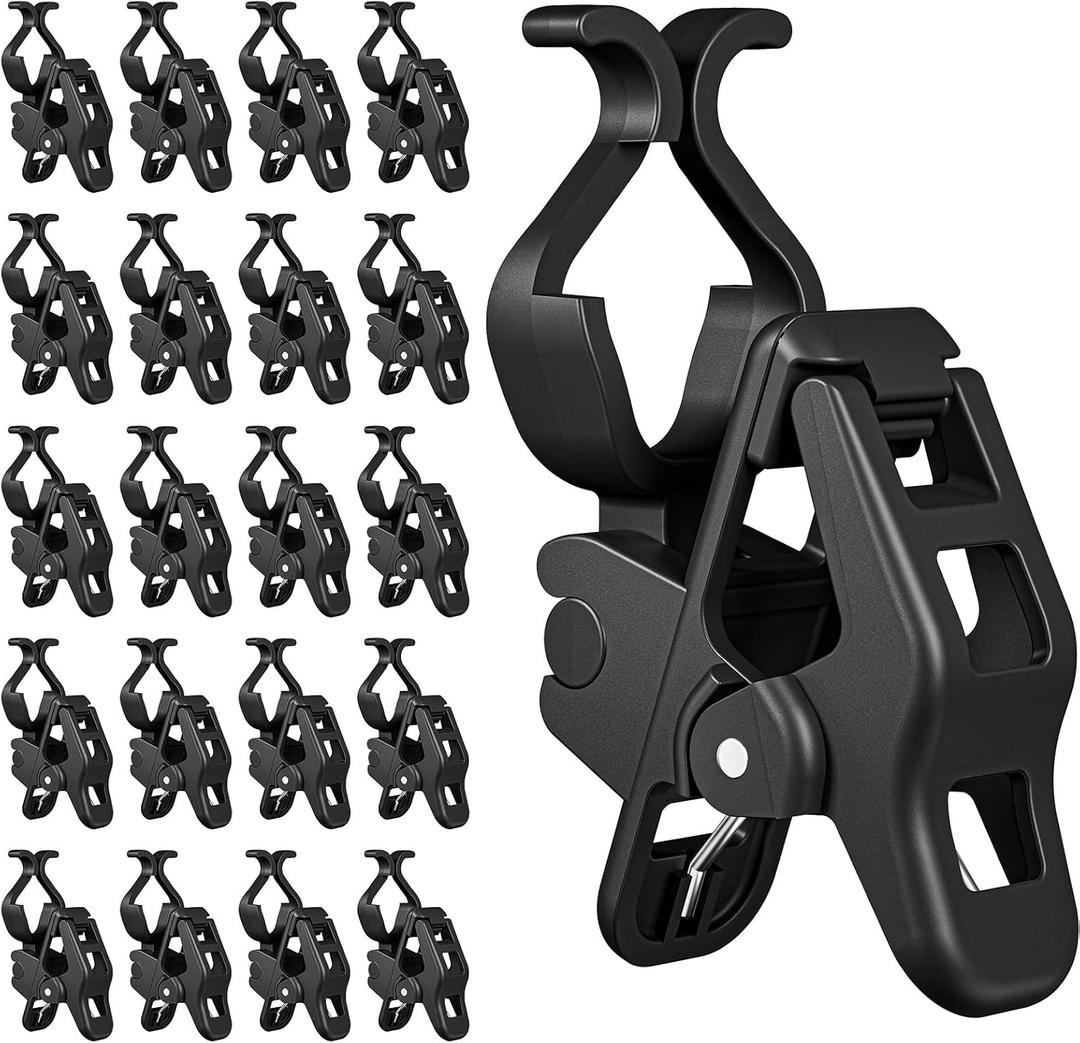 Christmas Light Clips for Outside, 100 Count Quick Spring Clip for Holiday Lights Decorations, Shatterproof, Mount to Shingles and gutters, Works with C7 C9 String Lights for Roof, Fence, Black