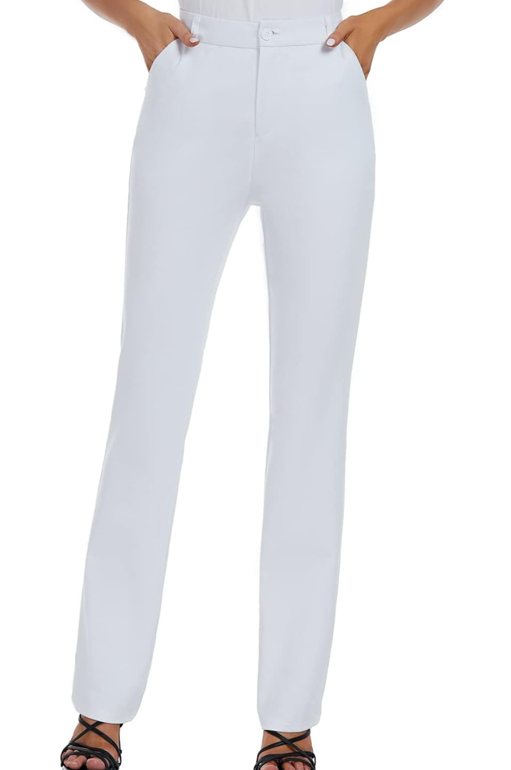 iChosy Women's Stretchy Straight Leg Dress Work Pants Business Office Casual Slacks with Pockets 4X32"