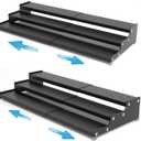 Expandable Spice Rack Storge organizer with 3-Tier step shelf for cabinet,seasoning racks organizion.Great for Kitchen countertop shelves,Pantry and more(2packs/Black)