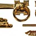 Renovators Supply Manufacturing Door Lock Latch 7 1/4 in. Polished Brass Gate Latch Garage Barn Door Lock with Mounting Hardware