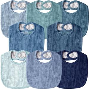 Muslin Baby Bibs for Unisex Boys Girls, Cotton Drool Bibs, Adjustable Newborn Bibs for Drooling and Teething