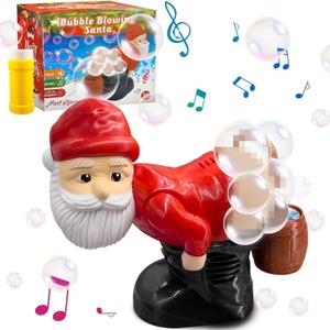 Santa Bubble Blower, Automatic Bubble Machine Toy with Music & Lights, Funny Santa Claus Bubble Blowing for Kids, Santa Indoor & Outdoor Party Entertainment for Christmas