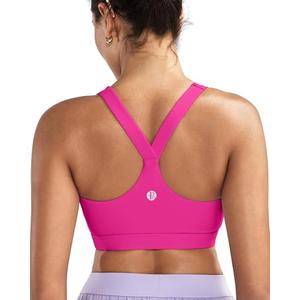 RUNNING GIRL Sports Bras for Women, Molded Cup High Impact Pink Sports Bra Workout Bras for Women High Support Racerback (WX3046 Hot Pink XXL)