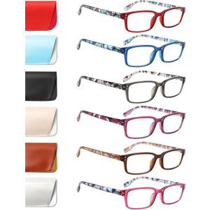 Kerecsen 6-Pack Reading Glasses Blue Light Blocking,Spring Hinge Readers for Men Women,Computer Eyeglasses +1.580