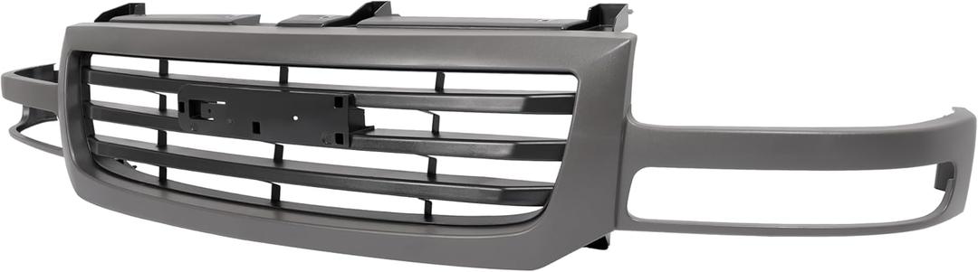 ALMULOO Front Grille Compatible with 2003-2006 GMC Sierra 1500 2007 GMC Sierra 1500 Classic 2003-2004 GMC Sierra 2500 Front Bumper Grill Textured Black and Gray Replacement for GM1200476 19130790
