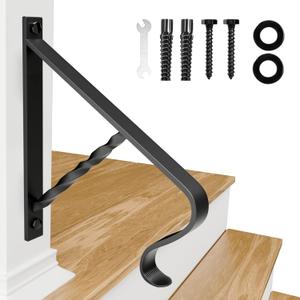 Hand Rails for Outdoor Steps, Wall Mount Stair Hand Fits 1 or 2 Step, Handrail Railings, Wrought Iron Railing, Porch Railing, Staircase Handrails for Garage, Porch, Deck
