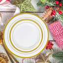 JollyPack 100 Piece Disposable Gold Plastic Party Plates, Including 50 10 Inch Dinner Plates and 50 7 Inch for Dessert, Great for Parties, Weddings, Home Use, and Thanksgiving