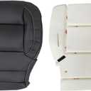 Priprilod Jet Black Non Perforated Leather Driver Bottom and Foam Cushion Replacement Seat Fit for Chevy Silverado GMC Sierra 1500 2500HD 3500HD 2014 2015 2016 2017 2018 2019