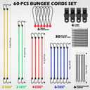 60-Piece Bungee Cords Assorted Sizes - 10" 18" 24" 32" 40" Bungee Cords with Hooks, Heavy Duty Outdoor, Large Medium Small Mini Elastic Canopy Tarp Bungee Ball Ties Tarp Clips Organizer