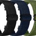 Quick Release Watch Band - Choice of Width -22mm  Watch Bands, Solo Loop Adjustable Elastic Nylon Watch Straps Replacement Wristband for Men Women (Black+Blue+Green)