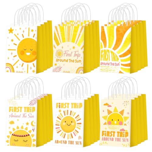 Glenmal 24 Pcs First Trip Around The Sun Party Favors Bags Boho 1st Birthday Goody Paper Gift Bags Birthday Snack Summer Sunshine Party Decor Favor Supplies