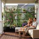 Privacy Planters for Patio Metal Raised Garden Bed with Trellis and Privacy Screen, 71" x 35" x 16" Planter Box with Drainage Holes for Climbing Plants, Vegetables, and Vines, Outdoor Backyard Black