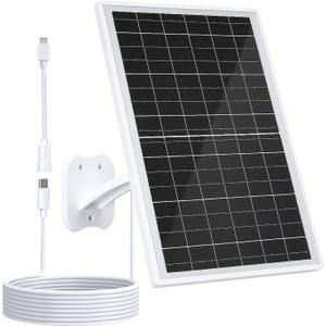 Zivif 13W Solar Panel for Outdoor Security Cameras, USB-C, Micro USB & 5.5x2.1mm DC Output, 360 Adjustable Mount, IP66 Waterproof, 7.2FT Cable, Compatible with Battery-Powered Cameras