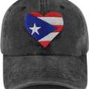 Puerto Rico Hat for Men Women, Adjustable Cotton Embroidered Baseball Cap (Usa Flag Black)